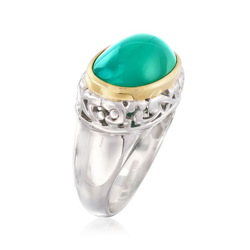 Green Chalcedony Ring in Two-Tone Sterling Silver image number 2