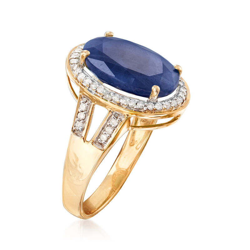 5.50 Carat Sapphire Ring with .24 ct. t.w. Diamonds in 14kt Yellow Gold image number 2