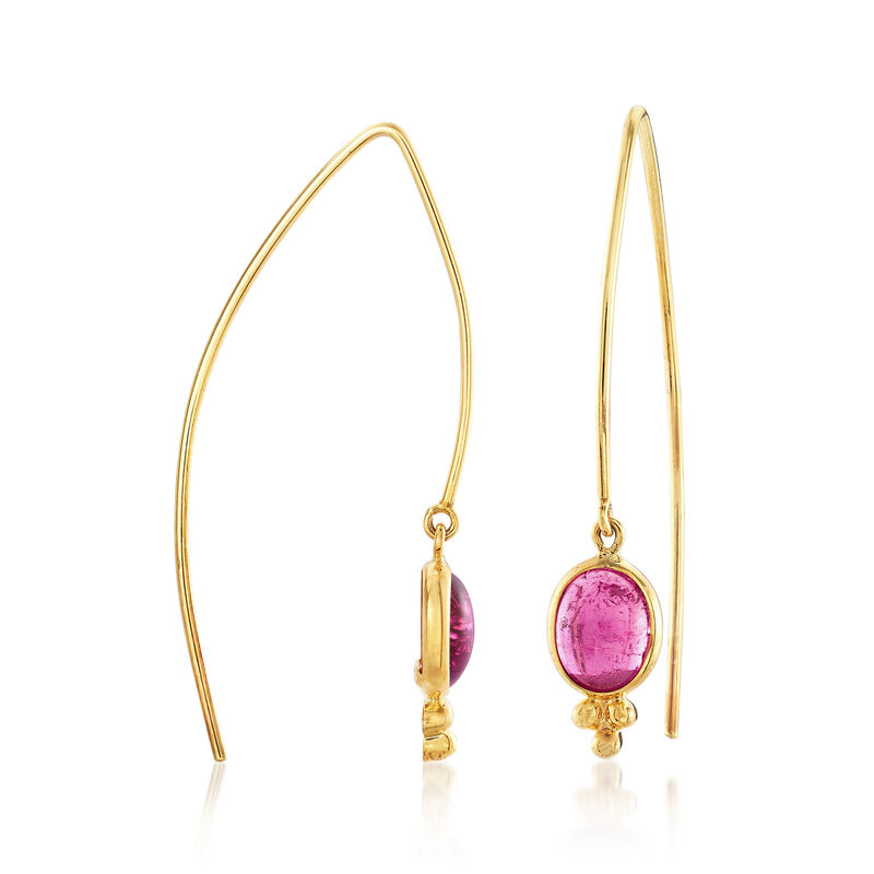 Mazza 4.80 ct. t.w. Pink Tourmaline Drop Earrings in 14kt Yellow Gold image number 2