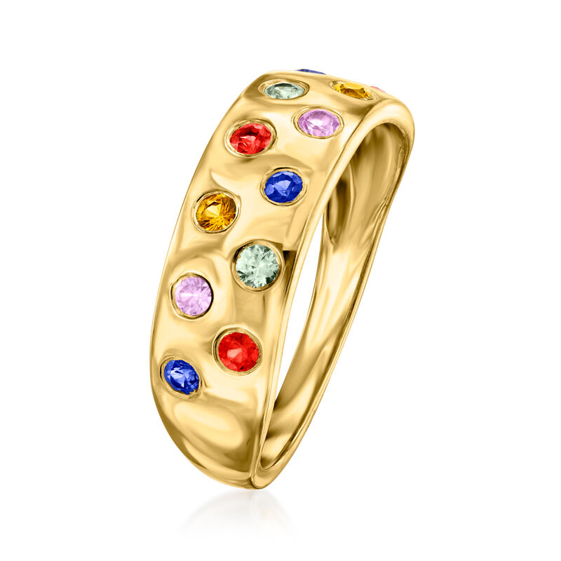 .70 ct. t.w. Scattered Multicolored Sapphire Ring in 18kt Gold Over Sterling image number 2