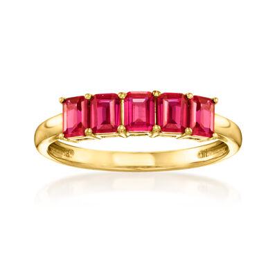 1.20 ct. t.w. Lab-Grown Ruby Ring in 18kt Gold Vermeil