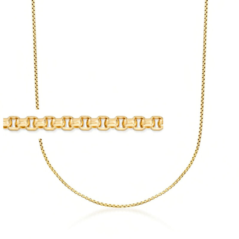 1.7mm 14kt Yellow Gold Rounded Box-Chain Necklace image number 0