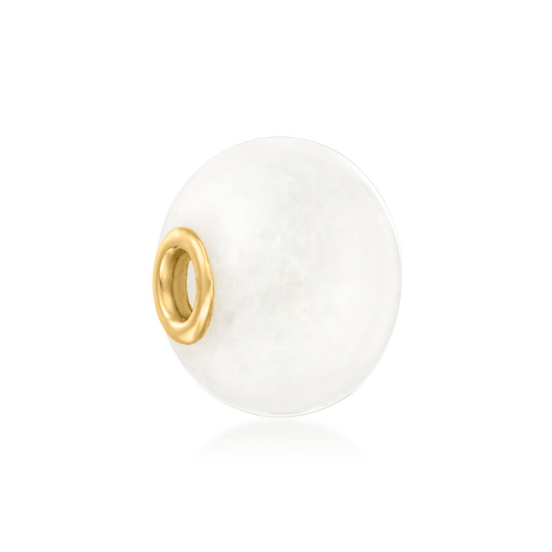 White Kunlun Jade Bead Pendant with 14kt Yellow Gold  image number 2