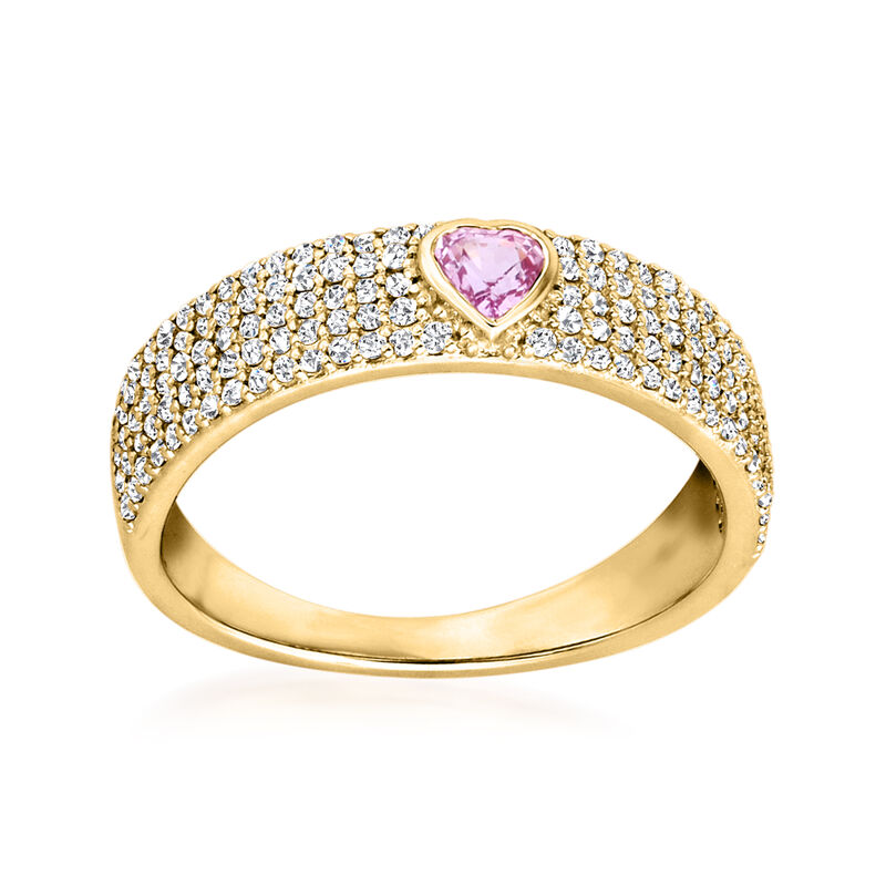 .20 Carat Pink Sapphire Heart Ring with .46 ct. t.w. Diamonds in 14kt Yellow Gold image number 0