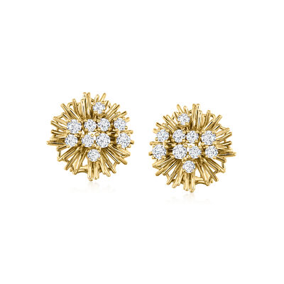 1.00 ct. t.w. Lab-Grown Diamond Sunburst Earrings in 18kt Gold Over Sterling
