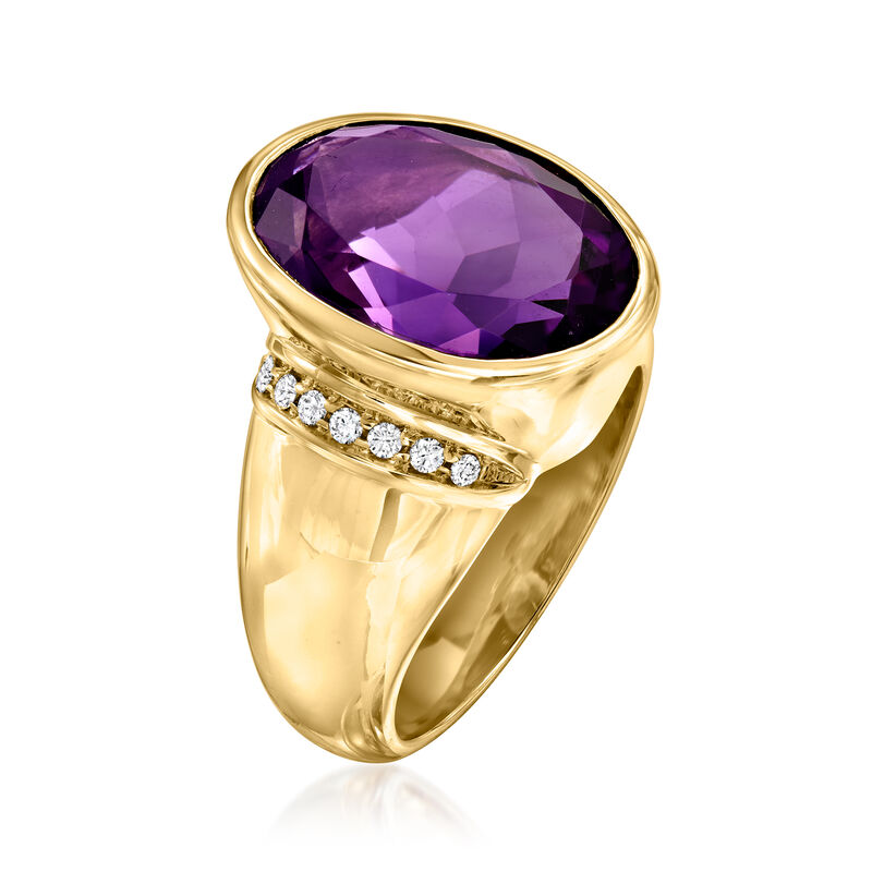 C. 1980 Vintage 10.50 Carat Amethyst Ring with .25 ct. t.w. Diamonds in 14kt Yellow Gold image number 2