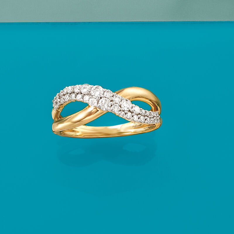 .46 ct. t.w. Diamond Crisscross Ring in 14kt Yellow Gold image number 3