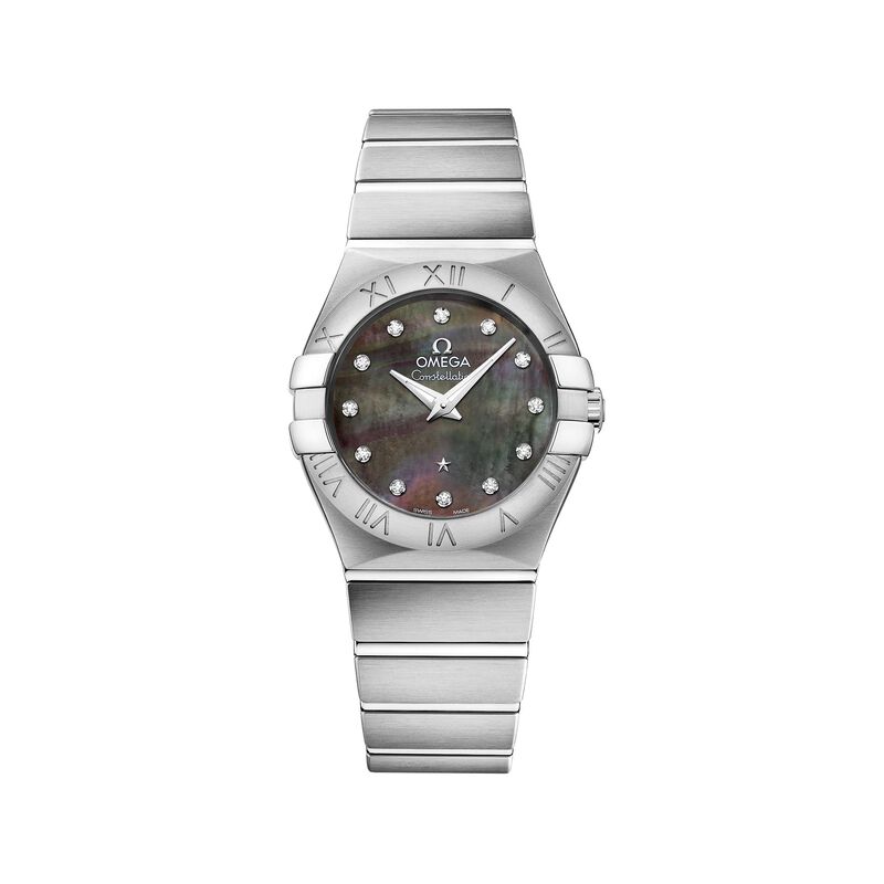 Omega Constellation Women's 27mm Stainless Steel Watch with Black Mother-Of-Pearl and Diamonds image number 0