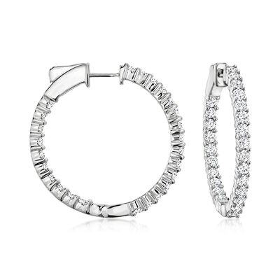 2.00 ct. t.w. Diamond Inside-Outside Hoop Earrings in Sterling Silver