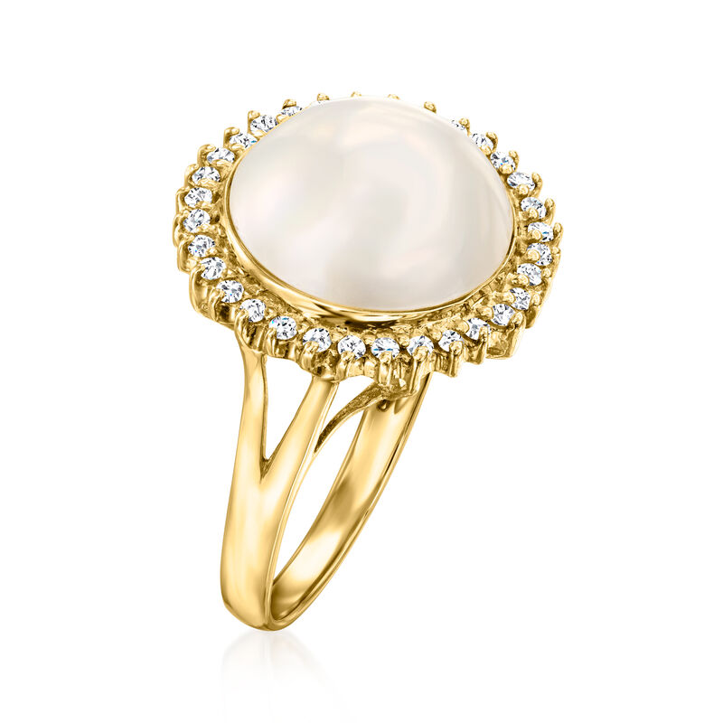 12-12.5mm Cultured Mabe Pearl and .26 ct. t.w. Diamond Ring in 14k Yellow Gold image number 2