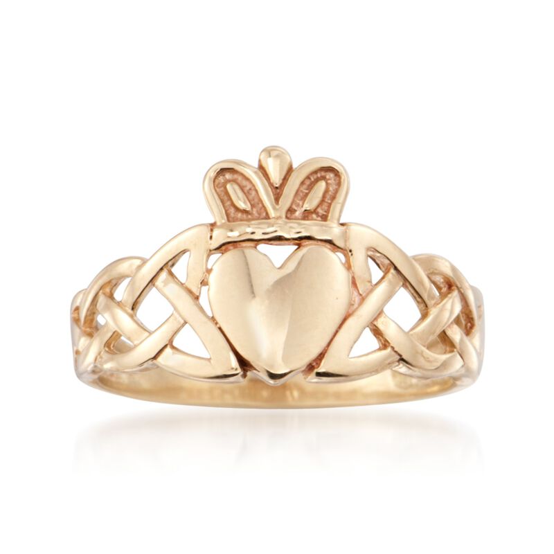 14kt Yellow Gold Braided Claddagh Ring image number 0