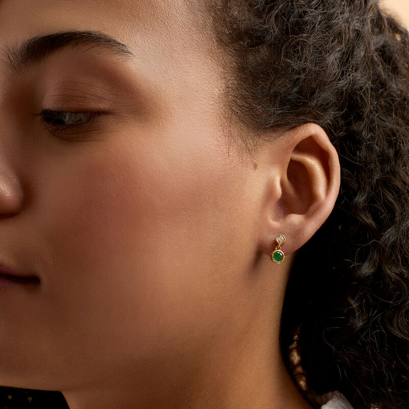 .50 ct. t.w. Emerald and .25 ct. t.w. Diamond Drop Earrings in 14kt Yellow Gold image number 3