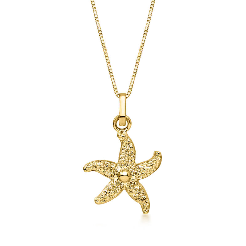 C. 1990 Vintage 18kt Yellow Gold Starfish Pendant Necklace. 18" image number 0