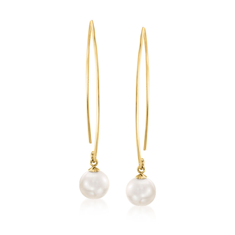 8-8.5mm Shell Pearl Drop Earrings in 18kt Gold Over Sterling image number 0