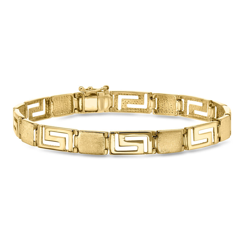 C. 1980 Vintage 14kt Yellow Gold Greek Key Section Bracelet. 7" image number 0