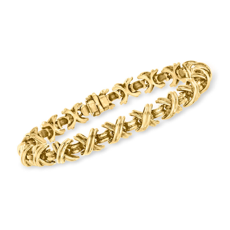 C. 1990 Vintage Tiffany Jewelry 18kt Yellow Gold X Bracelet image number 0