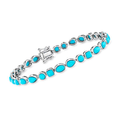 Turquoise Tennis Bracelet in Sterling Silver
