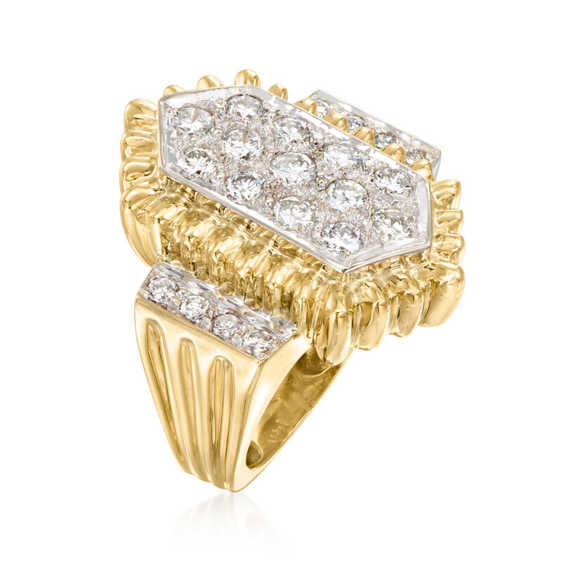 C. 1990 Vintage 1.50 ct. t.w. Diamond Cocktail Ring in 14kt Yellow Gold image number 2