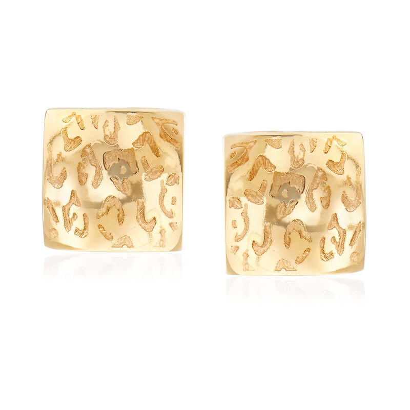 Italian 14kt Yellow Gold Leopard-Print Square Earrings image number 0