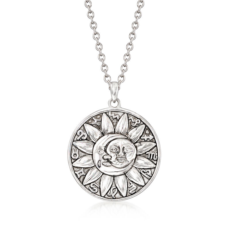 Sterling Silver Celestial Zodiac Pendant Necklace image number 0