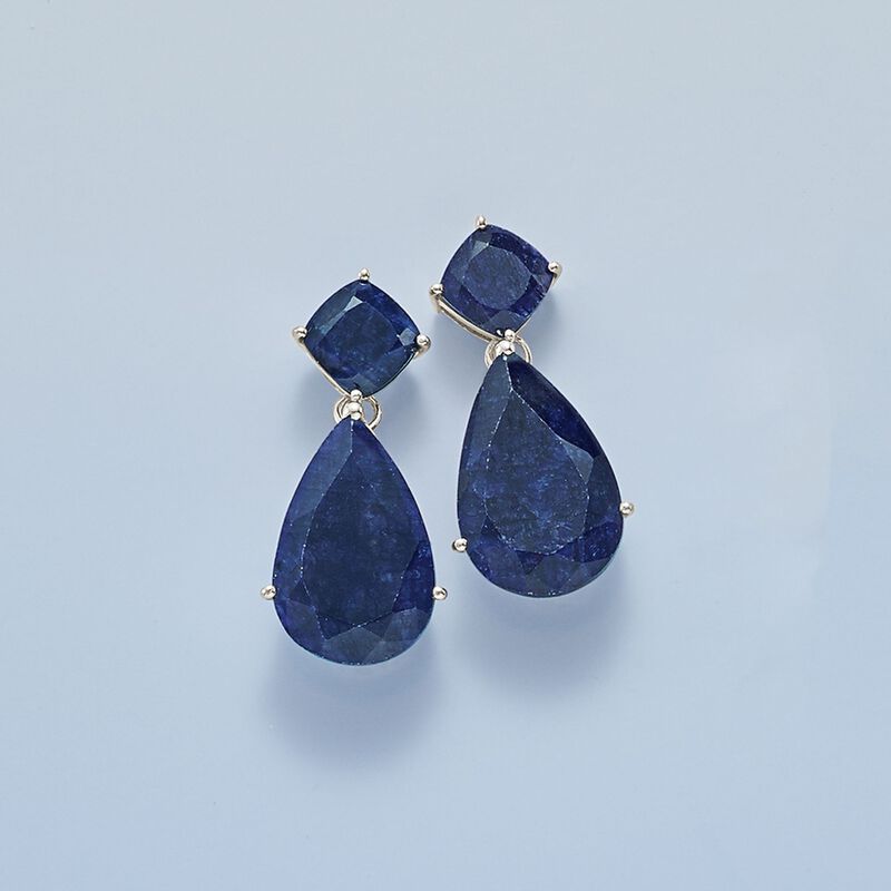 26.50 ct. t.w. Sapphire Drop Earrings in Sterling Silver image number 3