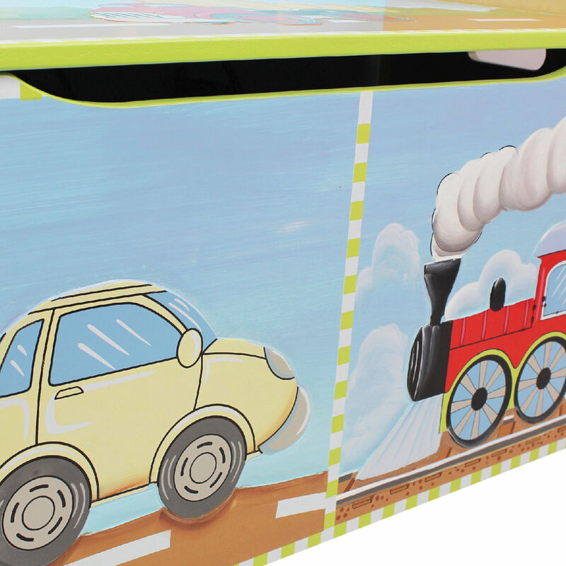 Child's Transportation Wooden Toy Chest image number 3