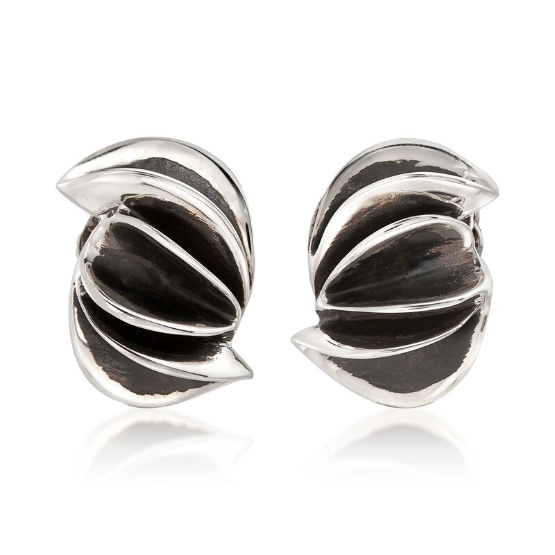 Zina Sterling Silver &quot;Contemporary&quot; Folded Sculpture Clip-On Earrings  image number 0