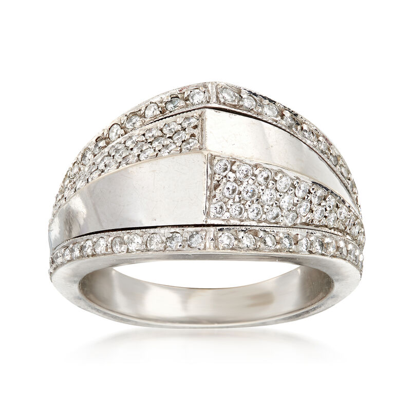 C. 1980 Vintage .75 ct. t.w. Diamond Geometric Ring in 18kt White Gold image number 0