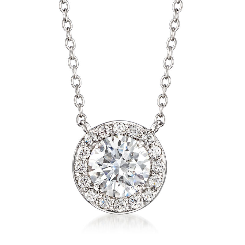 1.52 ct. t.w. Swarovski CZ Halo Necklace in Sterling Silver image number 0