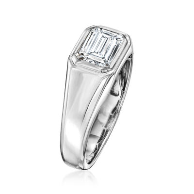 Men's 2.00 Carat Emerald-Cut Lab-Grown Diamond Ring in 14kt White Gold