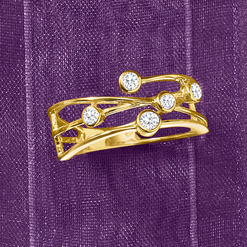 .25 ct. t.w. Bezel-Set Diamond Crisscross Ring in 14kt Yellow Gold image number 5