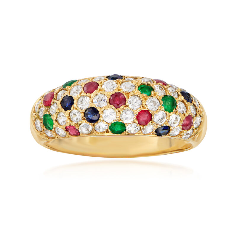 C. 1990 Vintage 1.15 ct. t.w. CZ and .55 ct. t.w. Multi-Gem Ring in 14kt Yellow Gold. Size 7 image number 0