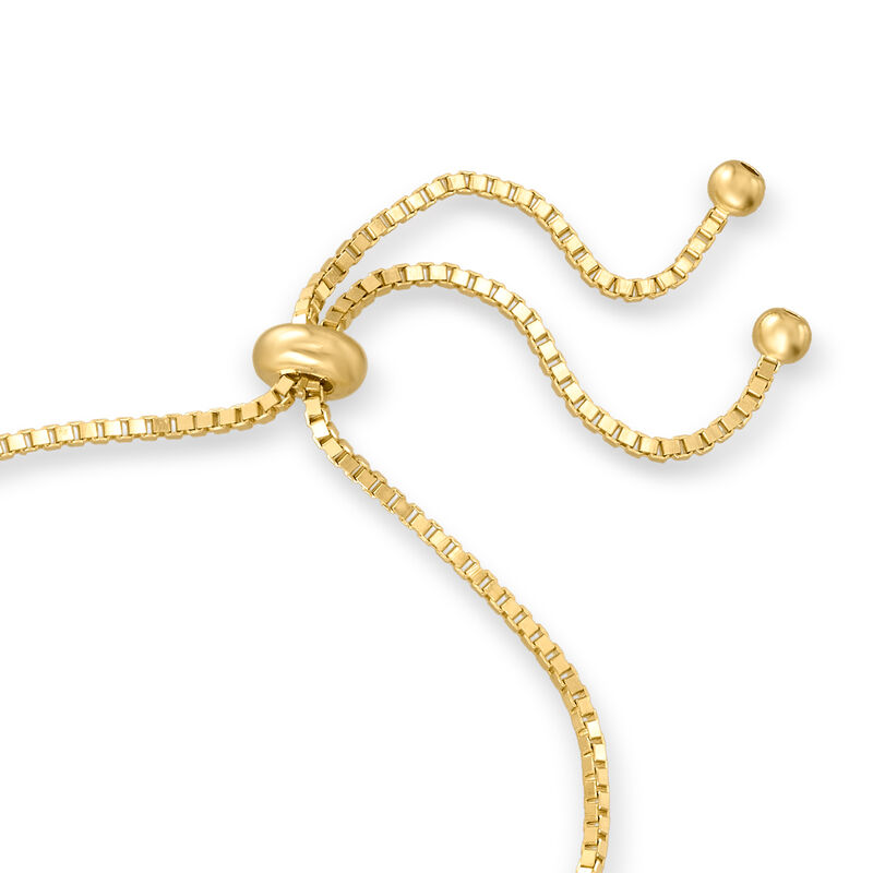 4.25 ct. t.w. Simulated Sapphire and 3.00 ct. t.w. CZ Jewelry Set: Bolo Bracelet and Stud Earrings in 18kt Gold Over Sterling image number 4