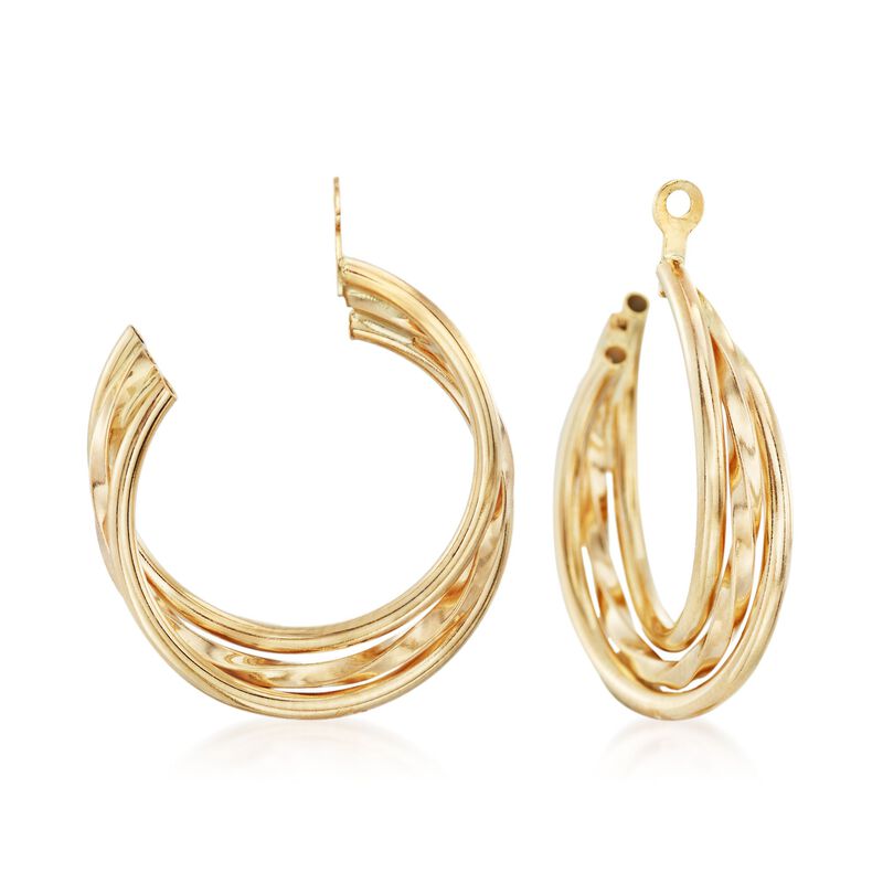 14kt Yellow Gold Multi-Row Twisted Hoop Earring Jackets  image number 2