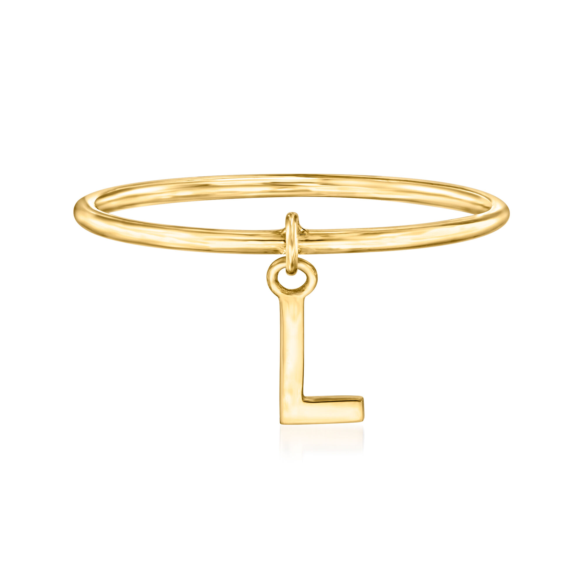 14kt Yellow Gold Laser Polished Initial Ring. Size 7
