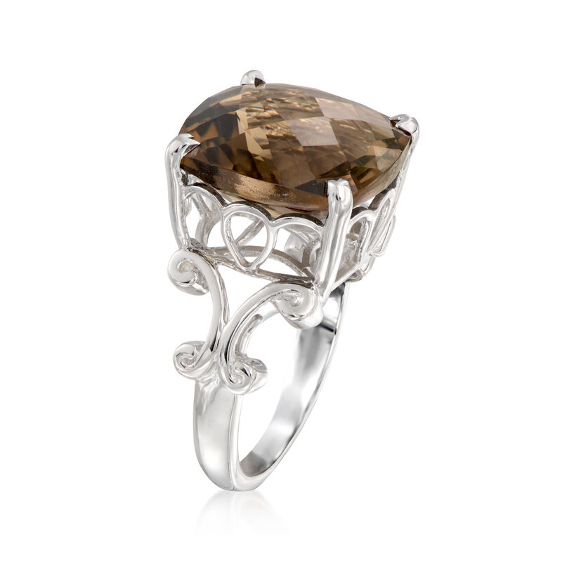 12.00 Carat Smoky Quartz Ring in Sterling Silver image number 2