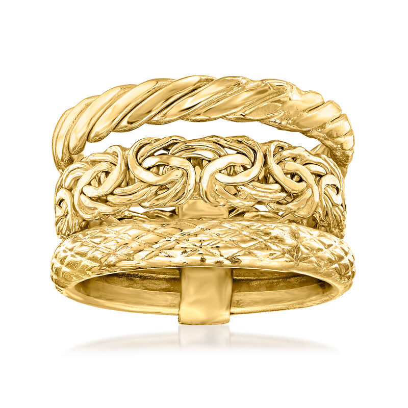 14kt Yellow Gold Jewelry Set: Three Stacked Rings image number 0
