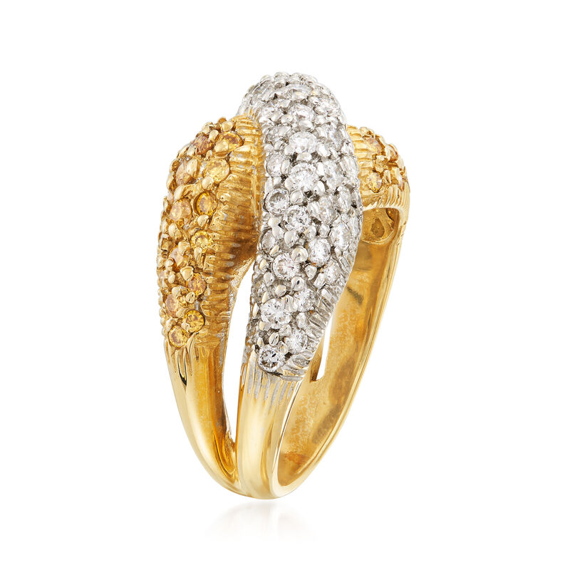 C. 1990 Vintage 1.75 ct. t.w. Yellow and White Diamond Crossover Ring in 14kt Two-Tone Gold image number 2