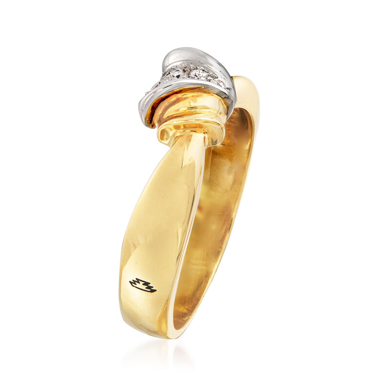 C. 1990 Vintage 18kt Two-Tone Gold Knot Ring with Diamond Accents. Size 7 image number 2