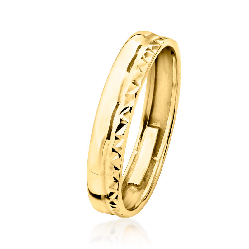 Italian 14kt Yellow Gold Diamond-Cut and Polished Ring image number 2