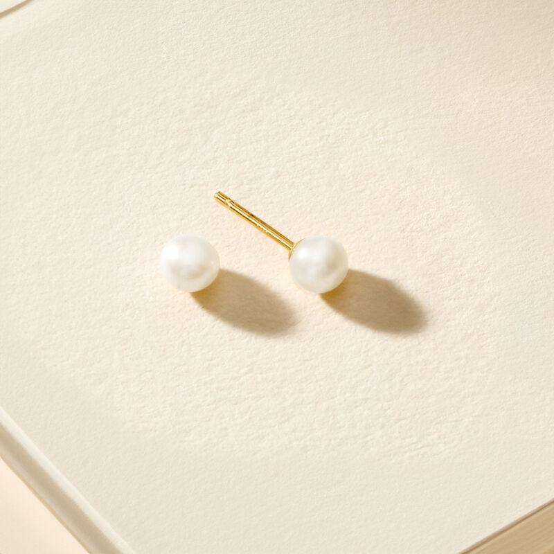 4-5mm Cultured Pearl Stud Earrings in 14kt Yellow Gold  image number 2