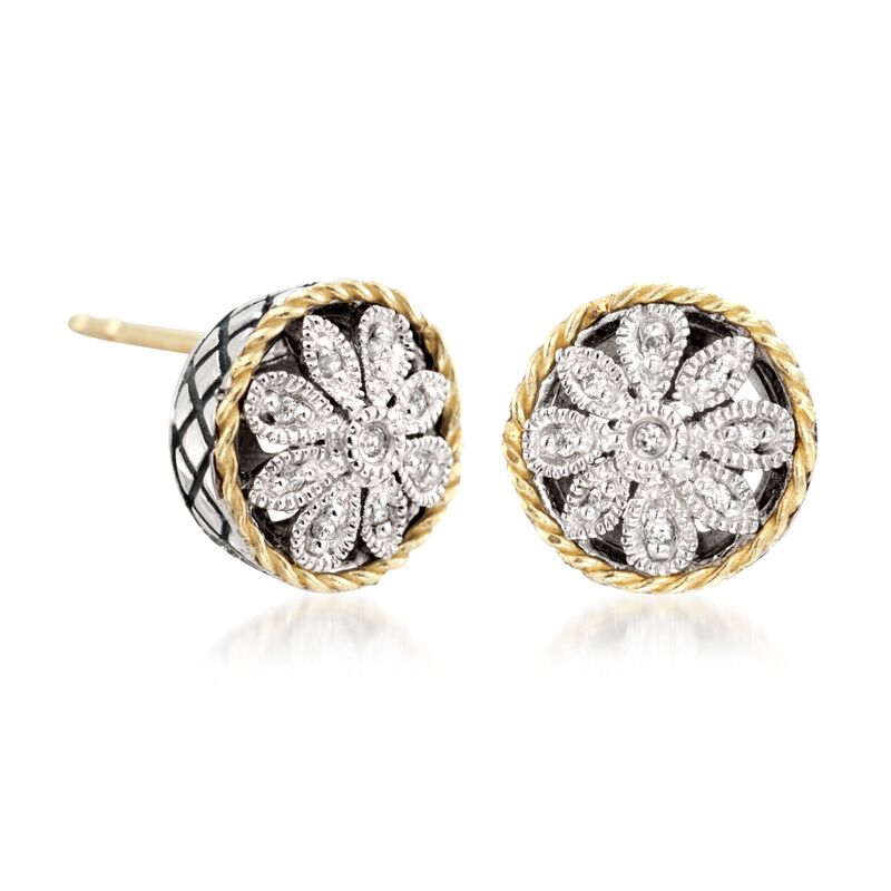 Andrea Candela Two-Tone Floral Earrings with Diamond Accents image number 2