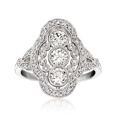C. 2023 Vintage 1.12 ct. t.w. Diamond Cluster Ring in Platinum