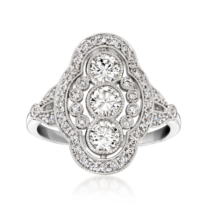 C. 2023 Vintage 1.12 ct. t.w. Diamond Cluster Ring in Platinum. Size 6.5 image number 0