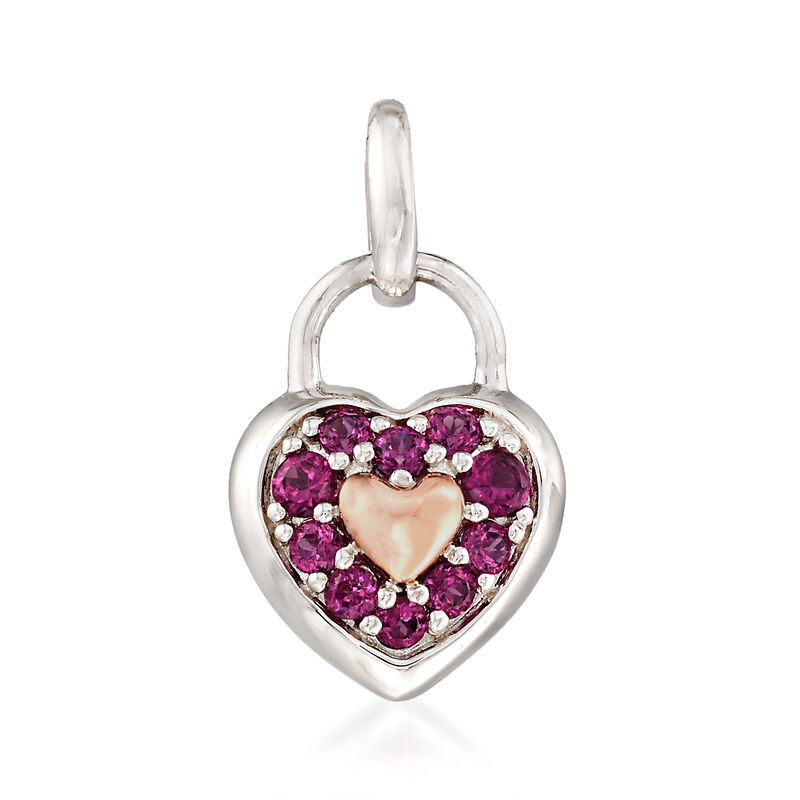 .40 ct. t.w. Rhodolite Garnet Heart-Shaped Pendant in Sterling Silver and 14kt Rose Gold image number 0