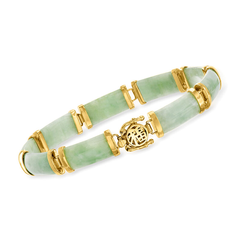 Jade &quot;Good Fortune&quot; Bracelet in 18kt Gold Over Sterling image number 0