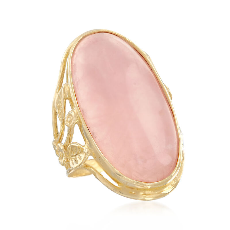 18.00 Carat Rose Quartz Ring in 14kt Yellow Gold image number 3