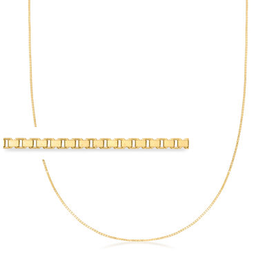 1mm 14kt Yellow Gold Box-Chain Necklace