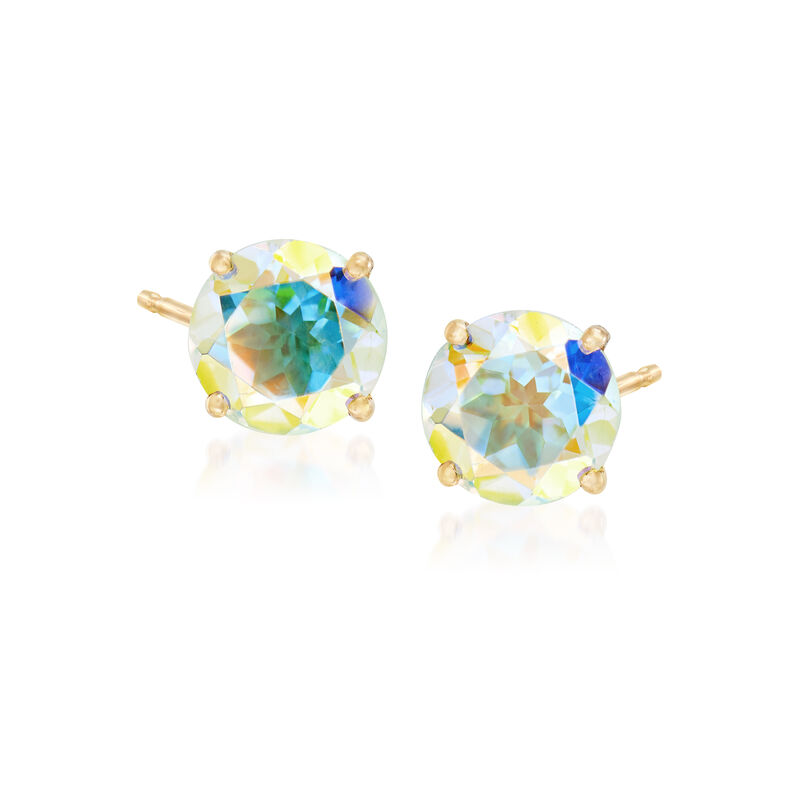3.00 ct. t.w. Multicolored Mercury Mist Topaz Post Earrings in 14kt Yellow Gold image number 0