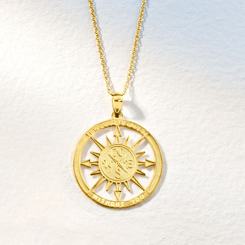 14kt Yellow Gold Compass Pendant Necklace image number 3